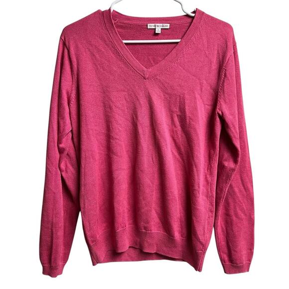 Peter Millar V-Neck Pink Golf Sweater Medium Silk Cotton Modal Blend - Picture 1 of 7